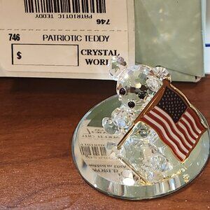 Crystal World 2002 Patriotic Teddy Bear Flag #746 Mirror   (New)